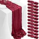 12Pack Burgundy Table Runners 10FT Cheesecloth Table Runner 35x120inch Cheese Cloth Table Runner Rustic Boho Gauze Table Runners for Party Wedding Birthday Dining Bridal Baby Shower Decor
