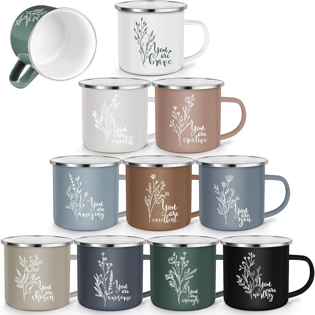 10 Pcs Employee Appreciation Gifts Bulk Motivational Enamel Mugs 12 oz Thank You Coffee Cups for Staff Coworker Teacher Nurse Week Volunteer Administrative Professional Gift