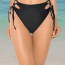 RELLECIGA Women's High Cut Bikini Bottom (Black, M)