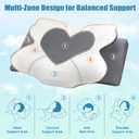 Cervical Neck Pillow for Sleeping, Memory Foam Pillow for Neck Support, Ergonomic Pillow for Pain Relief, Contour Bed Pillow for Side Back Stomach Sleepers, Grey, Queen Size
