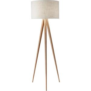 Adesso 6424-12 Director Floor Lamp, 60.25 in, 150 W Incandescent/equiv. CFL, Natural Oak Veneer, 1 Floor Lamp