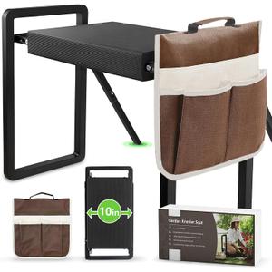 seasky Foldable Garden Kneeling and Seat, Anti-Tipping Gardener Bench Widened Thick Soft Kneeling PadHeavy Duty Gardening Stool with Garden Tool Bag, Gardening Gift for Women(Without Gloves) (Black)