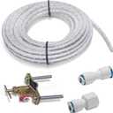 Homewerks 7252-25-14-PTC Ice Maker Supply Line and Humidifier Installation Kit 1/4-Inch x 25ft Push to Connect Poly Tube Universal Compatibility, Brass