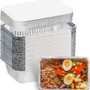 Aluminum Pans with Lids (50-Pack, 8.5"6") 2.25 LB Capacity Foil Food Containers with Lids - 50 Pans and 50 Cardboard Covers - Disposable Tin Foil Pans - for Baking, Meal Prep and Freezer, Takeout