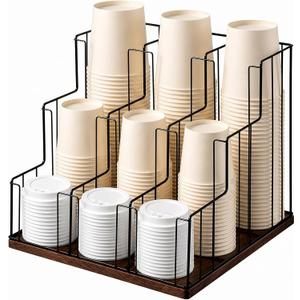 Geelin Cup and Lid Holder, Coffee Cup Dispenser Organizer, 9 Compartments