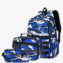 Boys Backpack with Lunch Box, Camo Kids Backpacks for Boys Elementary Middle School Bag Bookbag Outdoor Travel Back Pack (Camo Blue Set, Small)