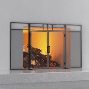 Fire Beauty 3-Panel Folding Fireplace Screen with Magnetic Hinged Doors, Solid Wrought Iron Panels Fire Spark Guard, 28.2"L x 48.6"W