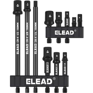 11-Piece Impact Socket Adapter Set, 1/4-Inch Hex Shank, 1/4" 3/8" 1/2" Impact Socket Driver Set, Drill Sockets Extension Bit, Sockets Driver Adapter, Drill Extension with Holder