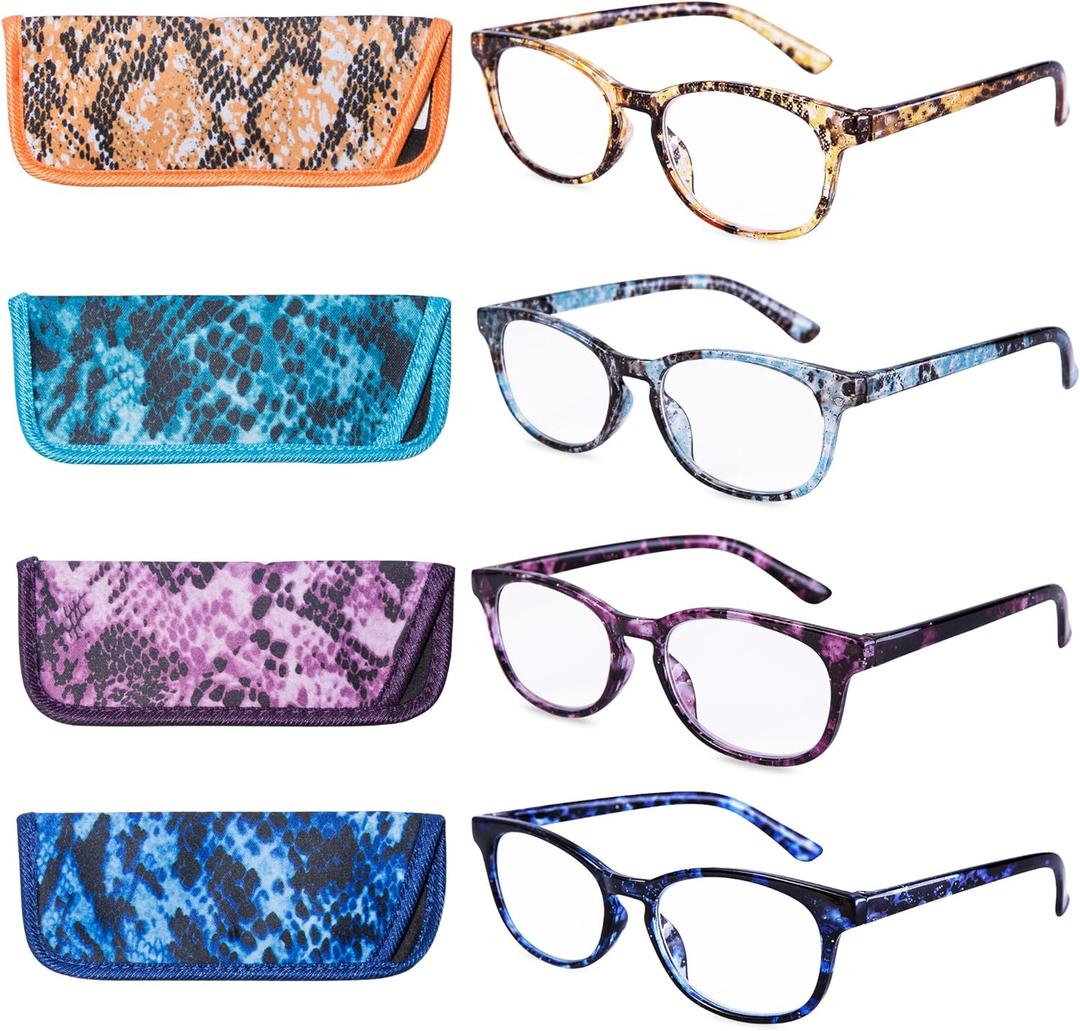 EYEGUARD Reading Glasses 4 Pack Quality Fashion colorful Readers for Women (C1 Normal Reading Lens)
