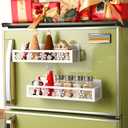 2 Pack Christmas Snowflake Magnetic Spice Rack for Refrigerator Metal Magnet Basket Shelf for Fridge Seasoning Storage Organizers Home Decor Christmas Kitchen Accessories (White)