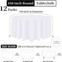 12 Pack White Round Tablecloth 108 Inch White Table Cloth Stain and Wrinkle Resistant Reusable and Washable Polyester Fabric for Buffet Wedding Party and Banquet