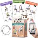 Chair Yoga for Seniors Over 60  70 Exercise Cards with Videos & Workout Plan  Includes 5-Week Challenge, Ebook, Chart & 2 Rings for Easy Organization  Weight Loss Guide for Women & Men