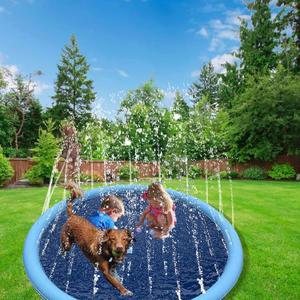YUDANSI Splash Pad for Kids&Dogs, Foldable Sprinkler Pad Outside, Collapsible Play Water Bathtub Toy for Kiddie Puppies Medium Large Dog,Non Slip Wading Pool,Summer Outdoor Paddling Toys for Yard 59'' (Blue)