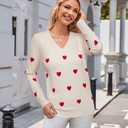 Arach&Cloz Women's Spring Tops 2025 Fashion Trendy V Neck Long Sleeve Shirts Knitted Casual Pullover Sweater Clothes (Beige, XL)