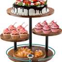 Rustic 4-Tier Rotating Wooden Cupcake Tower Stand for 50-60 Cupcakes, Elegant Dessert Display Tray for Parties, Weddings, and Celebrations