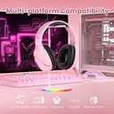 WolfLawS Wireless Gaming Headset with Noise Canceling Microphone for PS5, PC, PS4, 2.4G/Bluetooth Gaming Headphones with USB and Type-c Connector, Wired Mode for Controller - Pink