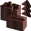 RUDONG M 72 Pack Chocolate Brown Satin Napkin, 17 x 17 Inch Square Cloth Napkins, Soft Fabric Napkin with Scalloped Edges, Reusable Washable Dinner Table Napkins for Wedding, Banquet, Party
