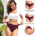 Wealurre Womens Underwear High Waisted Seamless Thongs for Women Breathable No Show Panties for Ladies 6 Pack (L)