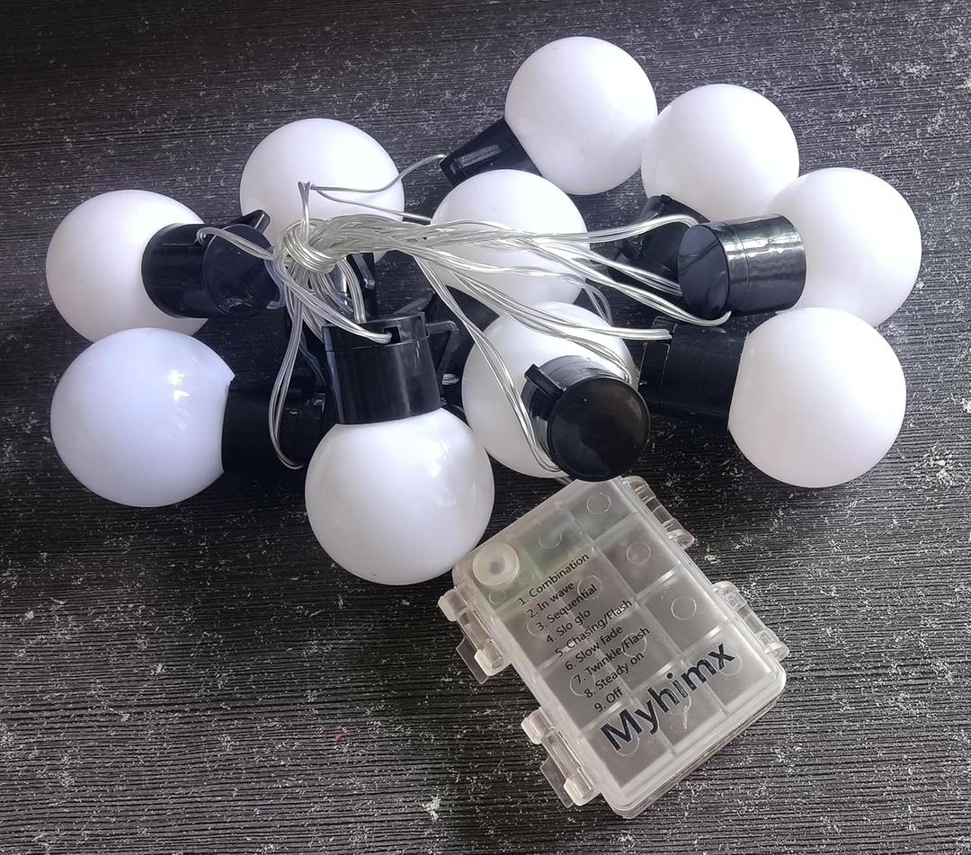 Myhimx Indoor String Lights Battery Operated, 7Ft 10 LED White Globe String Lights Shatterproof for Indoor Outdoor Patio Garden Camping Wedding Xmas Decorations