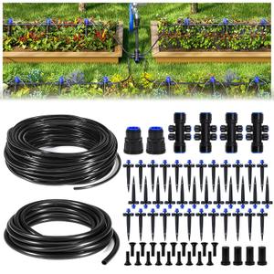 HIRALIY 220FT Drip Irrigation Kits for Plants, New Quick Connector Garden Watering System, Saving Water Automatic Irrigation Equipment for Patio Lawn