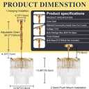 12.52" Gold Clear Glass Crystal Pendant Light 5-Light Modern Crystal Pendant Ceiling Light Fixture 2-Tier Luxury Glass Chandeliers,for Dining Room Kitchen Island Living Room Bedroom