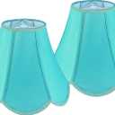 GO&SO Bell Lamp Shades Set of 2 Teal Lamp Shade -6x13x10.6" (Spider) Barrel Lamp Shades for Table Lamps,Floor Lamp,Fabric Replacement Lampshades Hand Crafted -Petal Edge Braid Design -Easy Assembly