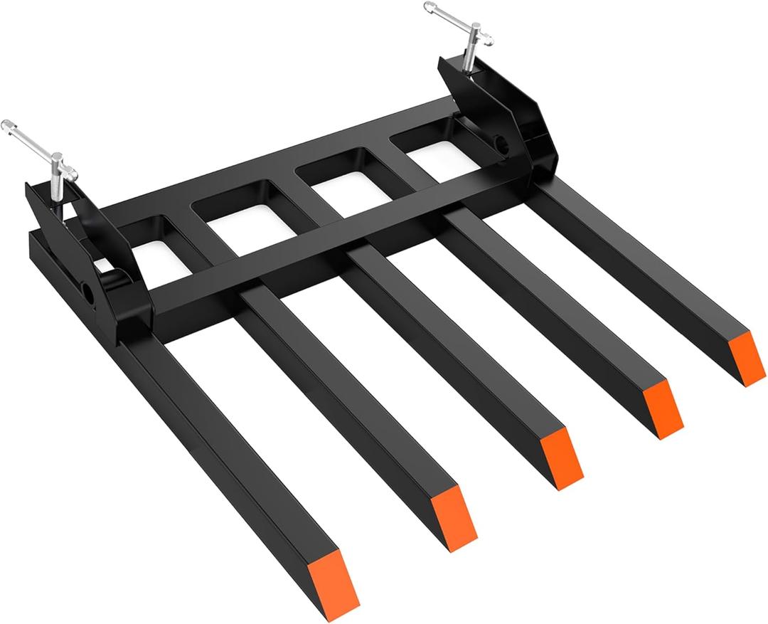 Clamp on Debris Forks to 48" Bucket,2500lbs Heavy Duty Pallet Forks,Clamp on Pallet Forks with 5 Tines, for Tractor Accessories, Loader Bucket, Skid Steer