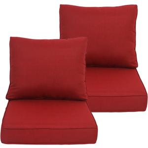 Outdoor/Indoor 23.5x25 inch Deep Seat Patio Cushions Set of 2 Resilient Foam Filling Water Repellent Stain-Resistant UV Resistant Weather Resistant Patio Cushions Chili