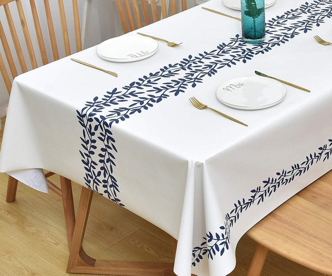 Wipeable Waterproof Tablecloth Vinyl Tablecloths for Rectangle Tables Heavy Duty PVC Tablecloth for Kitchen Dining Table(Rattan, 54'' x 72'')