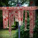 Halloween Decorations Creepy Blood Bandage, Haunted House Decor Scary Gauze Bandage, Crime Scene Props for Mummy, Cosplay Parties and Door Curtains(Blood Drop Text Pattern,27.6 ft)