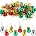 Boao 96 Pcs Christmas Mini Balls Ornaments Miniature Xmas Tree Ornaments Multicolour Shiny Small Hanging Decorations for Christmas Holiday Party Decor(0.79 Inch,Red, Gold, Silver, Green Balls)