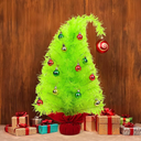 2 FT Small Christmas Tree, Bendable Table Top Christmas Tree with Red Ball and Mini Ornaments, Artificial Whimsical Decor for Home Office Holiday Party