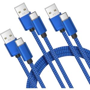 Basesailor USB Type C Charger Cable 3Pack 3.3/6.6/10FT,Charging Cord for iPhone 16 15 Pro Max 2024,Samsung Galaxy A10E A03s A14 A13 A12,A20 A21 A22,A33 A34,A42,A54 A53 A52 A51,S24 S23 S22 S21 Plus (Blue)