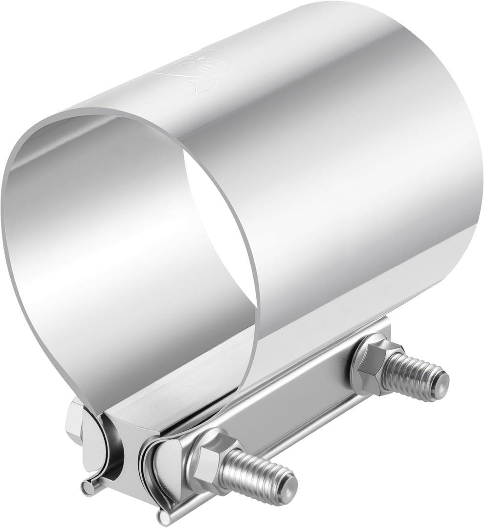 EVIL ENERGY 3.5 Inch Exhaust Clamp, 3 1/2" Butt Joint Band Clamp Sleeve Coupler Stainless Steel for Pipes, Mufflers, Catalytic Converters 2PCS