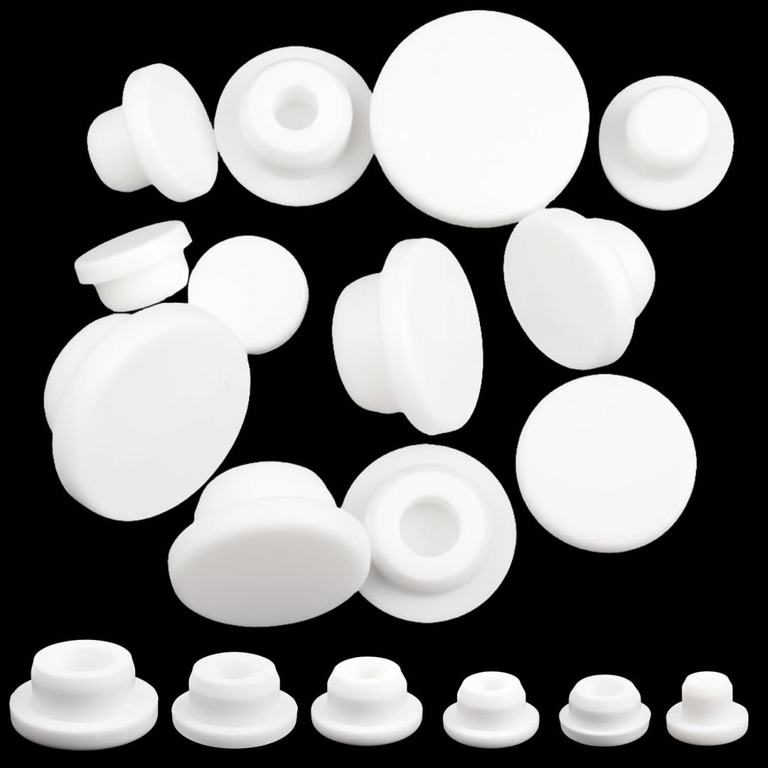 12PCS Silicone Bathtub Jet Covers, Waterproof Hole Plugs for 12mm, 15mm, 17mm, 19mm, 21mm, 23mm Tubes - Includes 2PCS of Each Size, Durable & Easy to Install Bath Tub Plug Set (White)