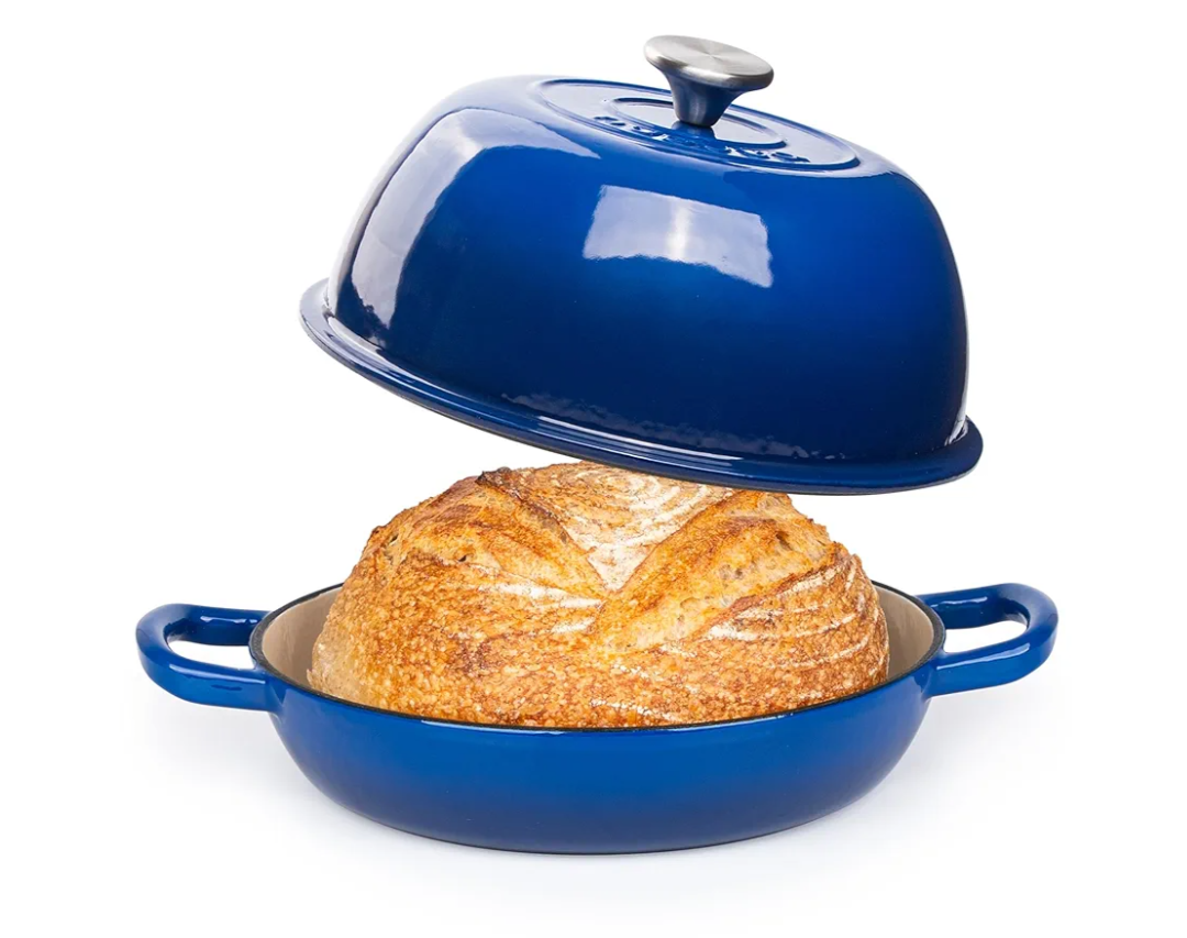 Enamelled Cast Iron Dutch Oven Pot – Dutch Oven For Sourdough Bread Baking – Cast Iron Bread Pot – Dark Blue, 6 Quarts, 22cm – by Nuovva