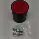 PU Leatherette Dice Cup with 6 D6 Red and Green Dice for Yahtzee Farkle Bar Party Dice Games