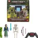 Mattel Minecraft Story Set with 4 Action Figures & 3 Accessories, Overworld Encounters Pack Inspired by a Minecraft Movie, Toy Collectible (Multicolor)