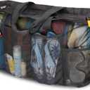 Extra Large Beach Bag Mesh Tote with Zipper and Pockets Ideal for Your Family Cruise/Beach Vacation Essentials (Black)
