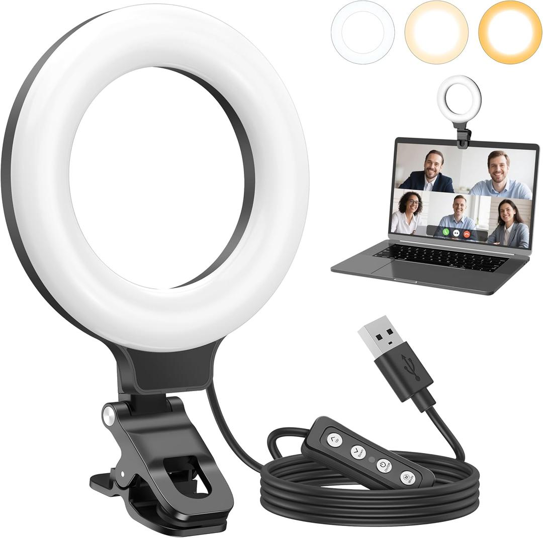 Ring Light for Video Conference Lighting,360Adjustable,Portable LED Video Conference Lighting for Monitor, Laptop & Desktop Computer, Streaming Light for Zoom Meetings, Selfie Makeup, Video Calls