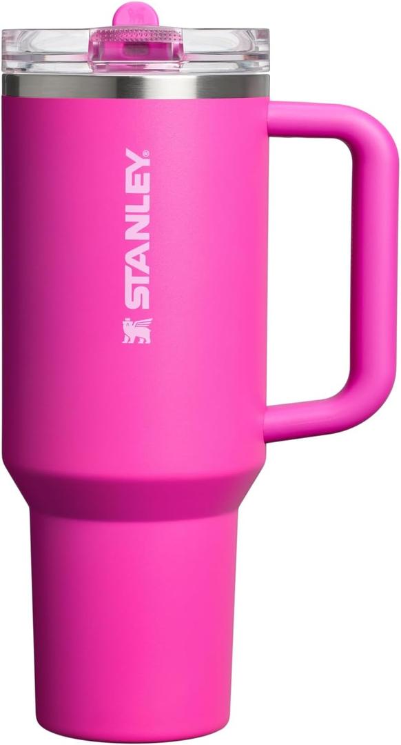 STANLEY Quencher ProTour Flip Straw Tumbler with Leakproof Lid 40 oz | Built-in Straw and Handle | Cup Holder Compatible for Travel | insulated Stainless Steel Cup | BPA-Free | Violet Blossom