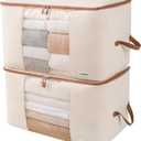 Chaos Cleared Canvas Storage Bags Designer Organizer for Comforters 2 Pack Seasonal Storage for Pillows, Blankets, Linens & Garments Foldable Design with Zip & Window, Moth-Proof Space Saver