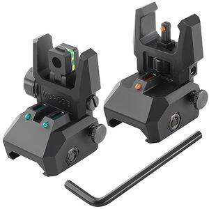 ZBULAR Fiber Optic Sights, Flip Up Front and Rear Backup Sights with Green Red Fiber Optics Dots, Tool-Free Adjustable Front Sight Rapid Transition