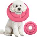 IDOMIK Dog Recovery Collar, Waterproof Soft Dog Cone After Surgery, Comfy Protective Elizabethan Collar Alternative for Dogs Cats, Adjustable Pet Neck Donut Cone Anti-Licking Biting Wounds,Rose,M (Pink)