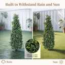 2 Pack Artificial Boxwood Topiary Trees with Ground Spike, 2 FT Faux Boxwood Topiaries Cone Bushes Trees UV Resistant Artificial Shrubs for Indoor Outdoor Front Porch Garden, Boxwood-4
