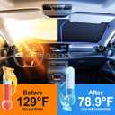 SINGARO Universal 300T Car Windshield Sun Shade, Foldable Reflective for Windshield & Window Shades with Overlapping Design, Car Interior Accessories (64.5" L x 33" W)
