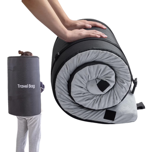 Memory Foam Camping Mattress (72"x24"x2.5", Grey) - Single Portable Roll-Up, Cot Pad, Waterproof Non-Slip + Travel Bag