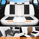 Black White Car Seat Covers Full Set, Full Coverage Luxury Leather Automotive Seat Covers Waterproof Car Seat Protector, Front & Rear Seats Cover Sets Universal Fit for Most Cars SUVs Trucks