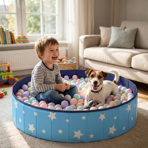 47in Large Dog Ball Pit Foldable Pet Playpen Ball Pool for Dogs, Puppies and Cats, Indoor Outdoor Playpen (Balls Not Included) (Blue)