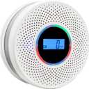 Smoke Detector Carbon Monoxide Detector Combo with Digital Display and Sound Light Alarm, 2-in-1 Smoke & CO Alarm with Battery Operated for Home, Travel or RV (white-01)